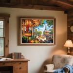 2000 Piece Puzzle for Adults, Romantic Paris Street Scene with Eiffel Tower, Carousel, and Café, Challenging Jigsaw Puzzle Gift for Travel and Art Lovers, Finished Size 39" x 28"