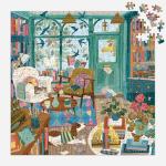 Galison Bookshop Afternoon – 500 Piece Foil Puzzle Fun and Challenging Activity with Bright and Bold Bookshop Themed Artwork for Adults and Families