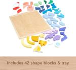 Fisher-Price Wood Preschool Toy Space Blocks Jigsaw Puzzle, 42 Wooden Pieces for Stacking & Sorting Play Kids Ages 3+ Years