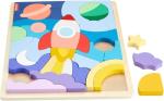 Fisher-Price Wood Preschool Toy Space Blocks Jigsaw Puzzle, 42 Wooden Pieces for Stacking & Sorting Play Kids Ages 3+ Years