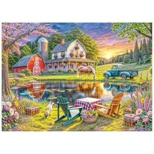 RoseArt - Soft Touch - Backyard - Country Farm Scene 1000 Piece Jigsaw Puzzle for Adults