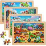 Wooden Puzzles for Kids Ages 4-6, 24 Piece Vehicle Car Construction Jigsaw Puzzles 4 Packs, Preschool Toddlers Learning Activity Puzzles Toys for Boys Girls 3 4 5 6 Years Old
