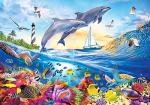 RoseArt - Kodak Premium - Playful Summer Dolphins - 1500 Piece Jigsaw Puzzle for Adults