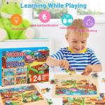 Wooden Puzzles for Kids Ages 4-6, 24 Piece Vehicle Car Construction Jigsaw Puzzles 4 Packs, Preschool Toddlers Learning Activity Puzzles Toys for Boys Girls 3 4 5 6 Years Old