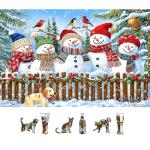 MINIWAN Christmas Jigsaw Puzzles 500 Pieces for Adults - 23x15 Inches Winter Holiday Puzzle with Unique Shaped Pieces, Fun & Challenging Snowman Art for Christmas Vacation