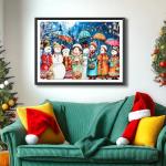 Christmas Snowman Jigsaw Puzzles for Adults 500 Pieces Winter Wonderland Night Holiday Scene with Glowing Lights Fun Family Puzzles Gift for Adults Seniors