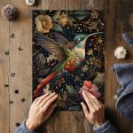 Vintage Hummingbird Puzzles for Adults 1000 Pieces, Colorful Flower Hummingbird Jigsaw Puzzles with Animals, Beautiful Bird Floral Impossible Nature Art Themed Puzzle, Hard Challenging for Adults