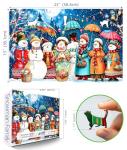 Christmas Snowman Jigsaw Puzzles for Adults 500 Pieces Winter Wonderland Night Holiday Scene with Glowing Lights Fun Family Puzzles Gift for Adults Seniors