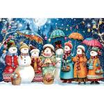 Christmas Snowman Jigsaw Puzzles for Adults 500 Pieces Winter Wonderland Night Holiday Scene with Glowing Lights Fun Family Puzzles Gift for Adults Seniors