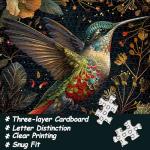 Vintage Hummingbird Puzzles for Adults 1000 Pieces, Colorful Flower Hummingbird Jigsaw Puzzles with Animals, Beautiful Bird Floral Impossible Nature Art Themed Puzzle, Hard Challenging for Adults