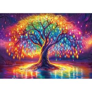 Blueforest 1000 Piece Puzzles for Adults, Neon Life Tree Puzzles for Adults, Hard Challenge Art Jigsaw Puzzle, for Gifts Xmas Birthday Party Games Family, 27.5 * 19.7 inch - Dust Free Puzzle