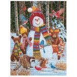 White Mountain 500 Piece Jigsaw Puzzle Winter Christmas Holiday Puzzles for Kids and Seniors 24"x18" Large Pieces - Visiting The Snowman