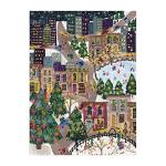 Galison Sparkling City – 1000 Piece Foil Puzzle with Illustrations of Colorful Merriments in The City with Gold Foil Accents