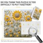Sunflower Puzzles for Adults 1000 Pieces, PICKFORU Spring Flower Garden Puzzle Nature, Difficult Hard Golden Sunflower Art Theme, Challenging for Adults