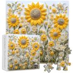 Sunflower Puzzles for Adults 1000 Pieces, PICKFORU Spring Flower Garden Puzzle Nature, Difficult Hard Golden Sunflower Art Theme, Challenging for Adults