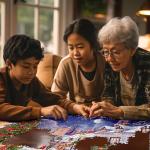 White Mountain 1000 Piece Jigsaw Puzzle Winter Christmas Holiday Puzzles for Adults and Kids 24"x30" Large Pieces - Village Christmas Tree