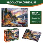 Jigsaw Puzzle for Adults 500 Pieces – 500 Piece Puzzle with Scenic Cabin, Interlocking Adult Puzzles, Letter Clues, 1:1 Poster, Home Decor Gift | 20.5 x 15 in