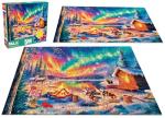 500 Piece Puzzles for Adults - Jigsaw Puzzles - Campfire Under The Northern Lights - Winter Puzzles