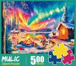 500 Piece Puzzles for Adults - Jigsaw Puzzles - Campfire Under The Northern Lights - Winter Puzzles