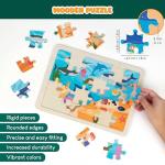 BONNYCO Wooden Puzzles for Kids Ages 4-6 and 3-5. Set of 6 Jigsaw Puzzles 24 Pieces with Board, Animals from Diverse Ecosystems. Educational Toys, Learning Gifts for Boys, Girls