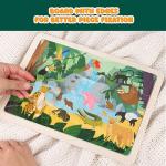 BONNYCO Wooden Puzzles for Kids Ages 4-6 and 3-5. Set of 6 Jigsaw Puzzles 24 Pieces with Board, Animals from Diverse Ecosystems. Educational Toys, Learning Gifts for Boys, Girls