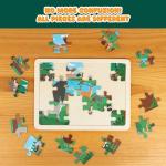 BONNYCO Wooden Puzzles for Kids Ages 4-6 and 3-5. Set of 6 Jigsaw Puzzles 24 Pieces with Board, Animals from Diverse Ecosystems. Educational Toys, Learning Gifts for Boys, Girls