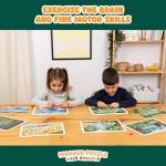 BONNYCO Wooden Puzzles for Kids Ages 4-6 and 3-5. Set of 6 Jigsaw Puzzles 24 Pieces with Board, Animals from Diverse Ecosystems. Educational Toys, Learning Gifts for Boys, Girls