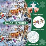 JJYHULK Christmas 2000 Piece Puzzle for Adults, Puzzles for Adults 2000 Pieces, Winter Snow Bonfire Birds Dog Jigsaw Puzzles, Challenging Puzzle Perfect for Game Nights, 39" X 28"