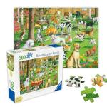 Ravensburger - at The Dog Park - 500 Piece Large Format Jigsaw Puzzle - Dogs of Every Breed Romp, Dig, Chase & Play - Premium Quality - Gift for Family Game Night - Puzzles for Adults