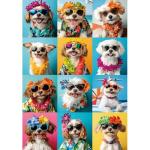 2000 Piece Puzzle for Adults – Cute Dogs in Tropical Style with Hawaiian Shirts & Sunglasses – Vibrant Colors, Challenging 2000 Pieces Puzzle Gift for Dog Lovers & Families – 39" x 28"