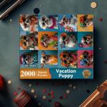 2000 Piece Puzzle for Adults – Cute Dogs in Tropical Style with Hawaiian Shirts & Sunglasses – Vibrant Colors, Challenging 2000 Pieces Puzzle Gift for Dog Lovers & Families – 39" x 28"