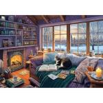 Read Room Puzzles for Adults 500 Pieces Book Jigsaw Puzzles for Adults Puzzles 500 Pieces Winter Reading Nook Scene Challenging Family Puzzle for Seniors Women Men Size is (21"x15")