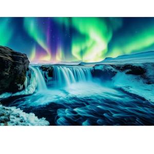 Northern Lights 1000 Piece Puzzle for Adults Unique Waterfall Nature Landscape Puzzles for Adults 1000 Pieces Vibrant Auroras Jigsaw Puzzles 1000 Pieces Family Challenging Puzzle (27.5"x19.6")
