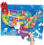 United States Puzzles for Kids Ages 4-6 - Educational Toys for Boys & Girls - 70Pcs USA Map Kids Puzzle with 50 States & Capitals - Floor Jigsaw Puzzles - Fun Learning Activities & Gifts for Children