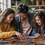 White Mountain 1000 Piece Jigsaw Puzzle Cabin Fall and Autumn Lake Scenic Puzzles Large Pieces Gift for Adults and Family 24"x30" - Family Retreat