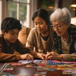 White Mountain 1000 Piece Jigsaw Puzzle Cabin Fall and Autumn Lake Scenic Puzzles Large Pieces Gift for Adults and Family 24"x30" - Family Retreat