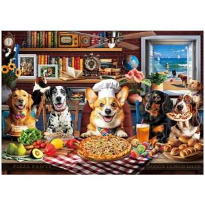 BenBen Puzzles for Adults 500 Pieces, Dogs' Dinner Party, Dog Jigsaw Puzzle with Letters on Back, Funny Animal Puzzle, Challenging Puzzles for Family Game Night, Home Décor