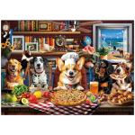 BenBen Puzzles for Adults 500 Pieces, Dogs' Dinner Party, Dog Jigsaw Puzzle with Letters on Back, Funny Animal Puzzle, Challenging Puzzles for Family Game Night, Home Décor