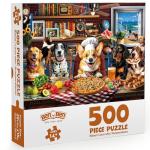 BenBen Puzzles for Adults 500 Pieces, Dogs' Dinner Party, Dog Jigsaw Puzzle with Letters on Back, Funny Animal Puzzle, Challenging Puzzles for Family Game Night, Home Décor