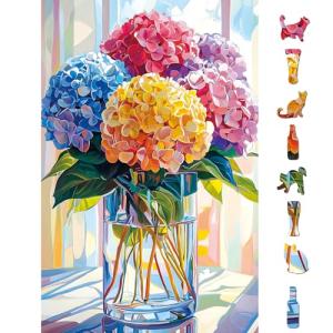 Blueforest 500 Piece Puzzles for Adults, Colorful Hydrangeas Puzzle for Adults, Hard Challenge Art Jigsaw Puzzles, for Gifts Halloween Birthday Party Games Family, 23 * 15 inchches inch Dust Free