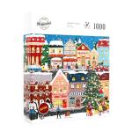 Naturelish 1000 Piece Christmas Puzzle for Adults, Festive Winter Village Jigsaw Puzzle with Glitter Snow Effect, Holiday Street Scene Puzzle, Perfect for Christmas Fun, 24 x 24 Inches