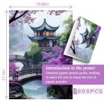 PICKFORU Plum Blossom Dreamscape Puzzles for Adults 1000 Pieces, Vintage Flower Tree Scenery Puzzles, Impossible Unique Lake Park Theme as Home Decor