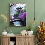 PICKFORU Plum Blossom Dreamscape Puzzles for Adults 1000 Pieces, Vintage Flower Tree Scenery Puzzles, Impossible Unique Lake Park Theme as Home Decor