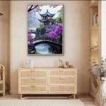 PICKFORU Plum Blossom Dreamscape Puzzles for Adults 1000 Pieces, Vintage Flower Tree Scenery Puzzles, Impossible Unique Lake Park Theme as Home Decor