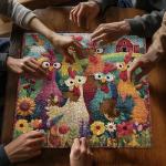 Chicken Puzzles for Adults 1000 Piece, PICKFORU Funny Chicken Jigsaw Puzzle, Garden Farm Flower Animal Rooster Themed, Patchwork Art Challenge Puzzle