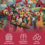 Chicken Puzzles for Adults 1000 Piece, PICKFORU Funny Chicken Jigsaw Puzzle, Garden Farm Flower Animal Rooster Themed, Patchwork Art Challenge Puzzle