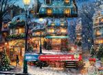 Springbok's Winter Wonderland Cafe 500 Piece Jigsaw Puzzle is a Picturesque Holiday Scene of a Cosy Cafe in The City
