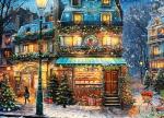 Springbok's Winter Wonderland Cafe 500 Piece Jigsaw Puzzle is a Picturesque Holiday Scene of a Cosy Cafe in The City