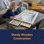 Bits and Pieces Jigsaw Puzzle Board with Drawers, Puzzle Board 1000 Pieces, 22 Inch x 30 Inch Wooden Tray Table with 4 Organizing Piece Sorting Trays, Portable, Easy Storage for Puzzles