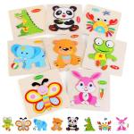 Wooden Puzzles for Toddlers 1-3, Pack of 8 Toddler Animal Puzzles Ages 2-4, Montessori Educational Animals Jigsaw Puzzles Christmas Birthday Gift for Baby Girl Boy Ages 1 2 3 4 Year Old